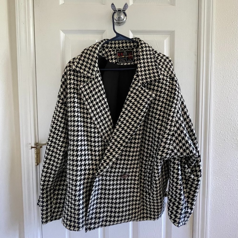 Vintage Houndstooth Blazer Coat